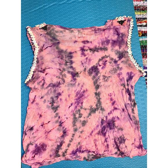 RARE SPELL DESIGNS & THE GYPSY COLLECTIVE HANALEI TIE DYE COWRIE SHELL TANK - Picture 6 of 16